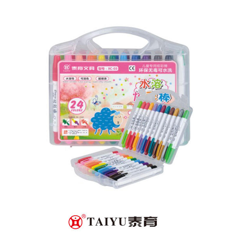 Students Use Crayon 24 Colors In Pp Box Smooth Painting With Pen Holder Crayon-XC 03