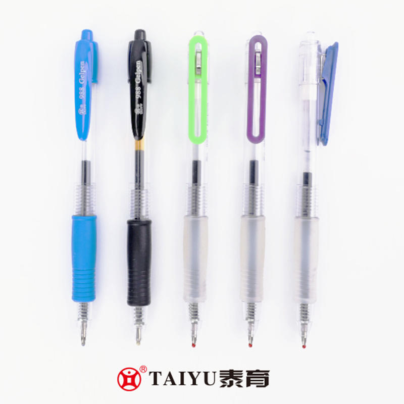 Office Use Gel Pen With Rubber And Flexible Clip Costomized Color Gel Pen 988